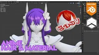 Blender Easy Make Anime Hair With Curves and Hair Material (ENG SUB) | Nhij Quang