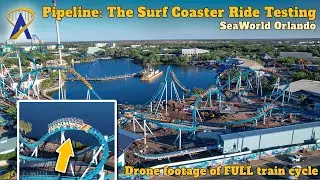 Pipeline: The Surf Coaster Ride Testing at SeaWorld Orlando – Drone View of Complete Ride