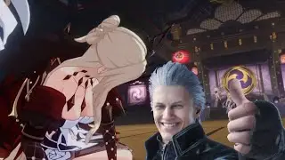 Raiden Shogun kills Signora but uses Vergil judgement cut end.