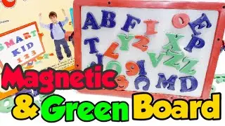 Alphabets and numbers with magnetic and green writing board for kids | Unboxing and review | ABC 123