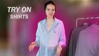 Trying on transparent and multi-colored shirts