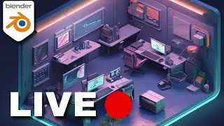 Isometric modeling in Blender using Midjourney as concept art