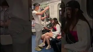 American  bodybuilder big dik prank with cute girl in subway