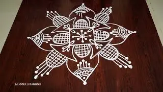 Simple flower kolam  Beautiful designs with out dots   latest muggulu 2019