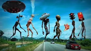 Oh my God ! Caught up Siren Head / Siren Head Traffic Light Head / Siren Head Car on CAMERA