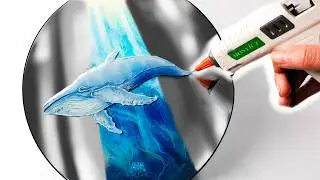 Make GLUE GUN Whale Art on a MIRROR! + SECRET Ingredient (A Herb!?!) | AB Creative Tutorial