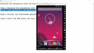 Download and install Genymotion with virtual box on windows and launching ADB Shell