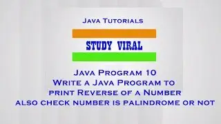 Java Program 10 - Print Reverse of a Number to Check its Palindrome in Java - Study Viral