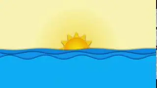 Animated Sun and Waves Cartoon Background Loop