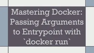 Mastering Docker: Passing Arguments to Entrypoint with `docker run`