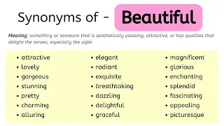 Synonyms Of Beautiful, Beautiful Synonyms Words List, Meaning & Example Words #vocabulary #synonyms