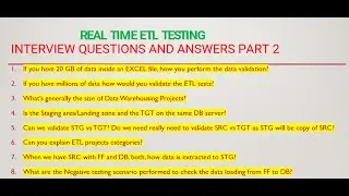 ETL Testing  | Real Time ETL Testing Interview Questions and Answers Part 2 | ETL Testing Q&A