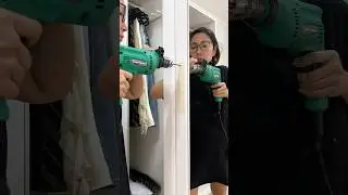 Putting Handles on IKEA Closet Door Tutorial | #diy #womenempowerment  #girlswithtools