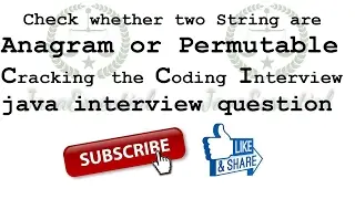 Check whether two String are Anagram or Permutable [ Cracking the Coding Interview ] java interview