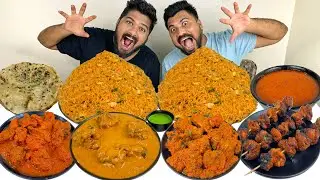 SPICY CHICKEN TIKKA MASALA🔥BUTTER CHICKEN🍗BUTTER KULCHA,SCHEZWAN FRIED RICE,CHICKEN STICK MUKBANG😍