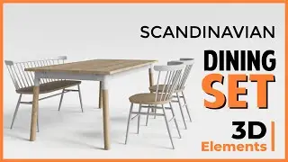 Best place to download Scandinavian Dining Set 3D Model  #3dmodel #3delement #3danimation