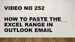 Learn Excel - Video 252 - VBA -How to paste the range as a snapshot in outlook
