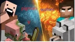 pigman vs wolves awesome fight /minecraft/