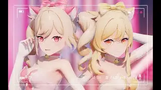【Genshin Impact MMD／4K／60FPS】「KITTY IDOL DUO」 Lumine & Barbara【Lap Tap Love】
