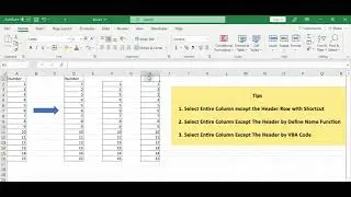 How to Select Entire Column except Header Row in Excel