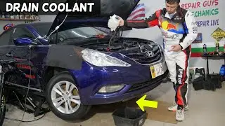 HOW TO DRAIN COOLANT ON HYUNDAI SONATA. FLUSH RADIATOR