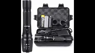 Rechargeable Tactical Flashlight High Lumens LED 18650 5000mAh Battery Charger USB Cable Gift Box
