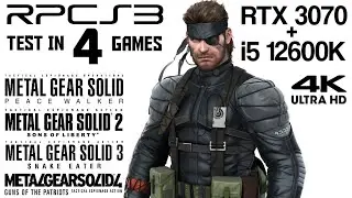 RPCS3 Emulator Test in 4 Metal Gear Solid Games 4K | i5 12600K + RTX 3070