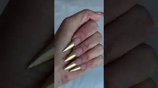 Claws 💅🏼 Apres Gel-X Long Stiletto  Nails with Gold Chrome | Ruby Red