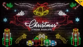 Christmas Neon twitch overlays and Alerts stream pack for OBS Studio, Streamlabs and StreamElements