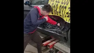 Замена заднего крыла на BMW.