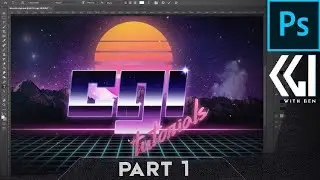 80's Retro synthwave text logo scene: Part 1: Remove sky & add gradients & perspective [Photoshop]