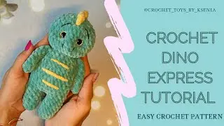 Crochet Dino tutorial. Low sew! How to crochet a dinosaur toy.  Chunky Dino pattern. Amigurumi dino