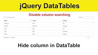 07 - How to hide column in DataTable with Source Code || jQuery DataTable example