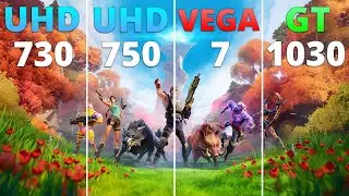 UHD 730 vs UHD 750 vs VEGA 7 vs GT 1030 - 11400 vs 11600k vs 4650G vs GT 1030 - 10 Games 1080p