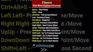 Filmora View Menu Keyboard Shortcuts