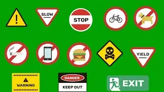 Top 50+ warning signs green screen animation effects HD | warnings signs chroma key effects HD