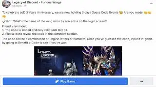 Legacy of Discord: Oct 22 Free Gift Code Check it out