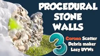 Generating procedural stone walls in 3ds Max with Corona Scatter