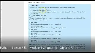 Python - Lesson #33 - Module 5 Chapter 15 - Objects Part 1