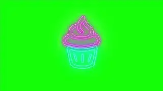 Neon Cupcake Sign - Neon Green Screen Pack