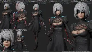 Blender 3D Character Creation (Timelapse) - Sculpting 2B NieR:Automata