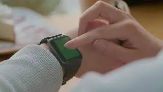 Woman Using smartwatch Screen Green - Chroma Key - No Copyright