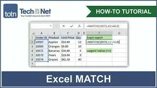 How to use the MATCH function in Excel