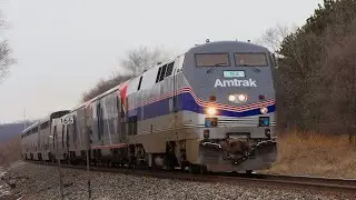 Amtrak 164 Phase IV HU, Amtrak Dash 8, and BNSF AC44 leader on the CPKC around Rio and Portage, WI