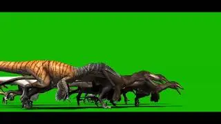 Dinosaur Herd Running Green Screen top part 2