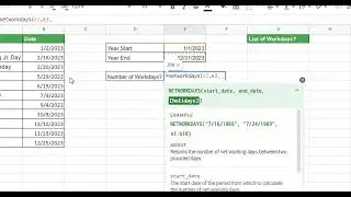 How to Count Net Workdays in Google Sheets and how to list a full year