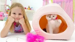 Nastya and dad bought a kitten