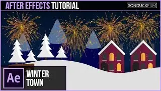 After Effects Tutorial: CHRISTMAS TOWN Animation Scene with Illustrator