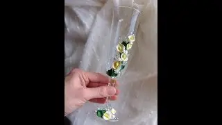 Свадебные бокалы с каллами мастер класс/свадебные аксессуары своими руками