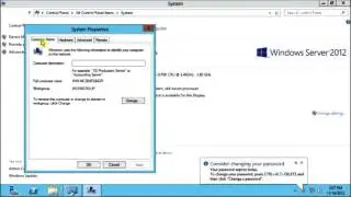 How to change a computer name in Windows Server 2012 using GUI